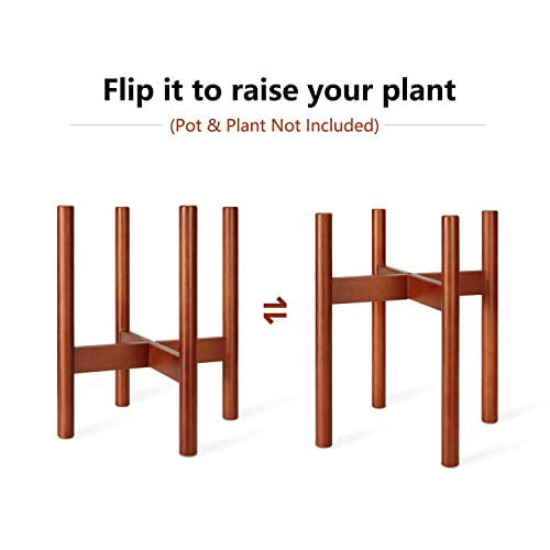 Mkono Plant Stand Mid Century Wood Flower Pot Holder Natural Modern Potted Stand Indoor Display Rack Rustic Decor Up to 14 Inch Planter Plant Pot NOT Included 